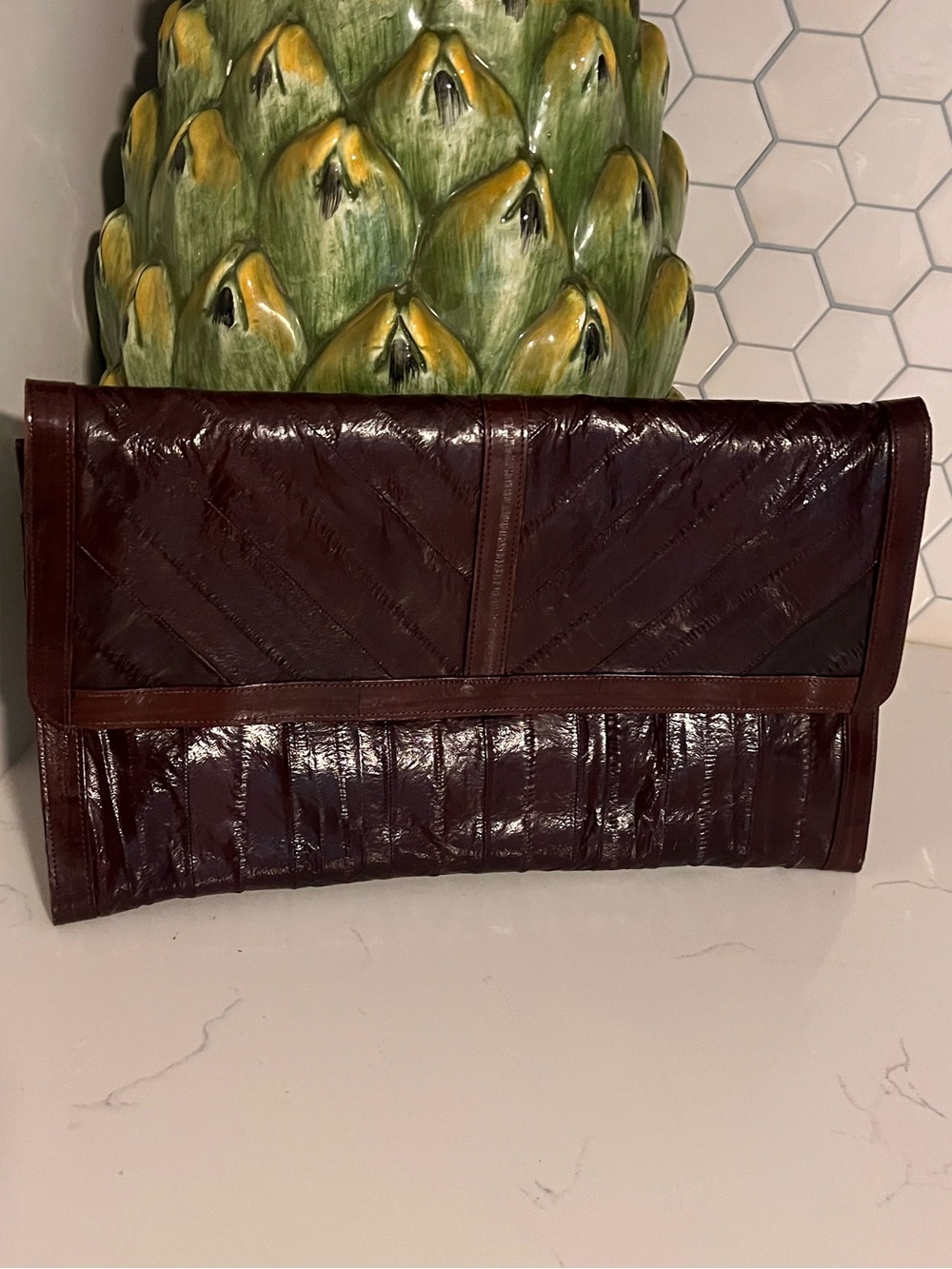 Vintage eel skin clutch